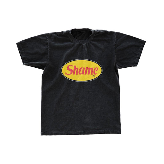 Shame Red & Yellow Logo T Shirt Black